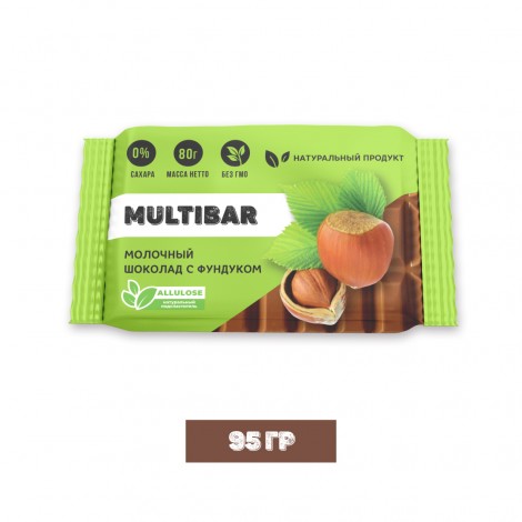 Молочный шоколад с фундуком Multibar без сахара